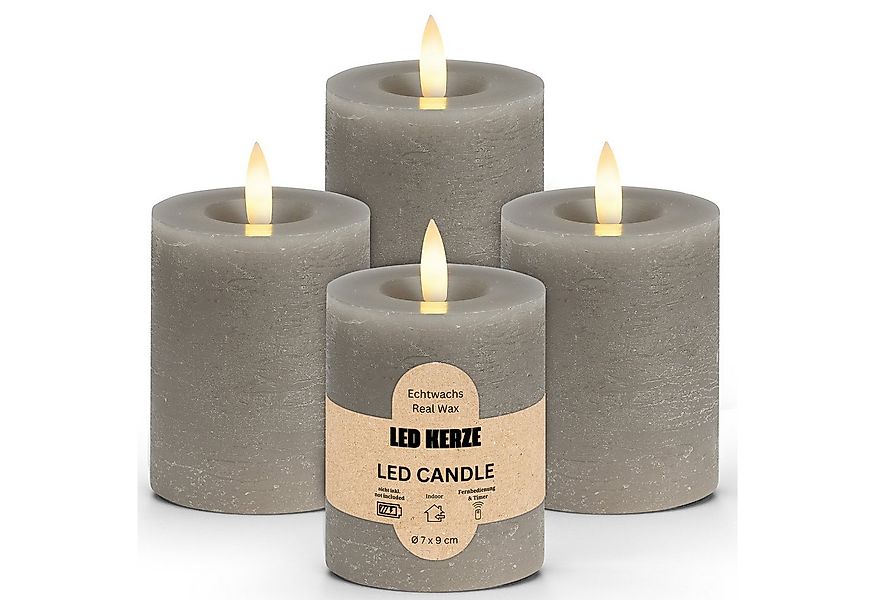 matches21 HOME & HOBBY LED-Kerze LED Stumpenkerzen 4er Set Wachs, Flackernd günstig online kaufen