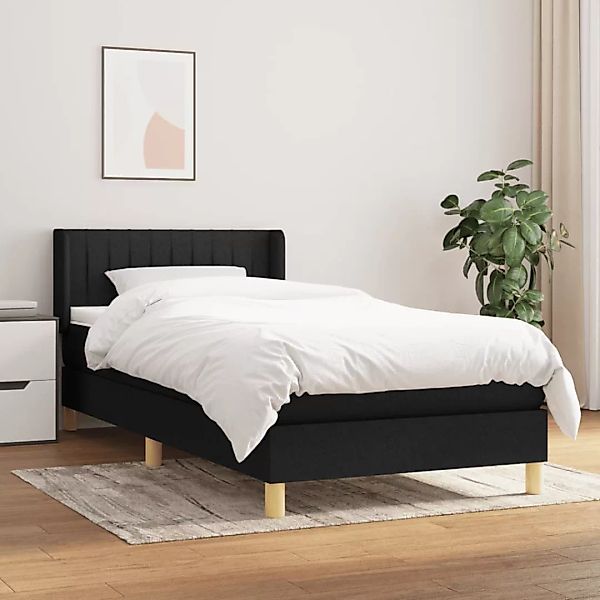 vidaXL Boxspringbett Boxspringbett mit Matratze Schwarz 100x200 cm Stoff Be günstig online kaufen