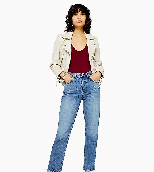 Topshop Tall – Editor – Jeans in heller, mittlerer Waschung-Blau günstig online kaufen