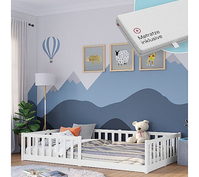 Bellabino Kinderbett Vere mit Rausfallschutz und Lattenrost (weiß mit Matra günstig online kaufen
