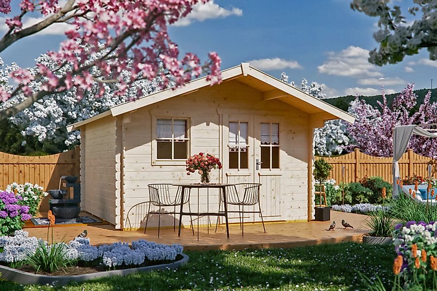 Skan Holz Holz-Gartenhaus Malaga 1 Natur 340 cm x 300 cm günstig online kaufen