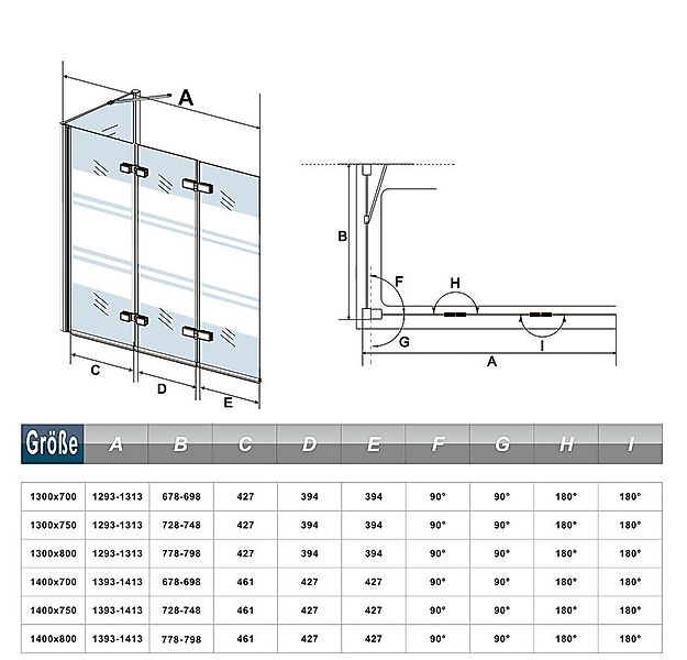duschspa Badewannenaufsatz 140cm SchwarzFaltwand mit Seitenwand Duschabtren günstig online kaufen