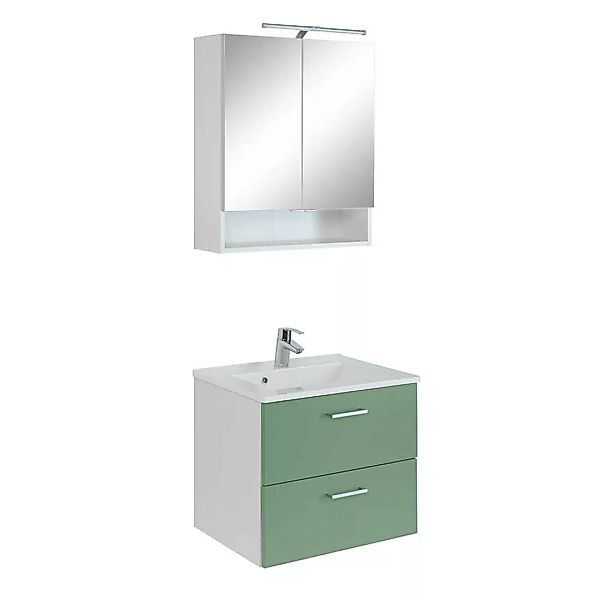 Waschplatz Set in Weiß und Grün LED Beleuchtung (zweiteilig) günstig online kaufen