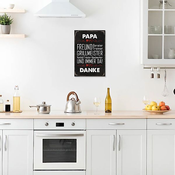 queence Metallbild "Papa Grillmeister Spruch Stahlschild Blechschild", (1 S günstig online kaufen