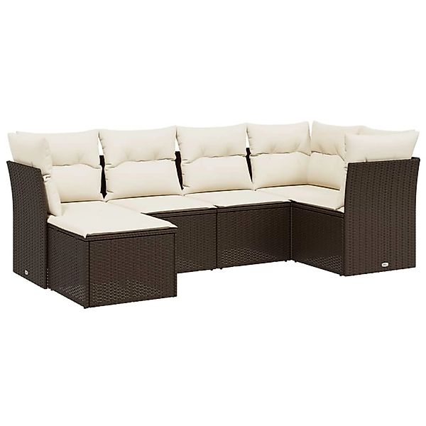 vidaXL 6-Tlg Garten-Sofagarnitur mit Kissen Braun Poly Rattan 3263179 günstig online kaufen