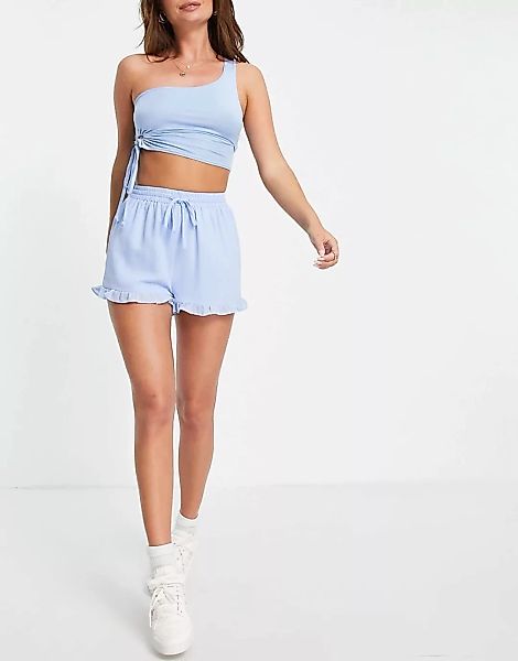 NA-KD – Shorts mit Rüschen in Hellblau günstig online kaufen