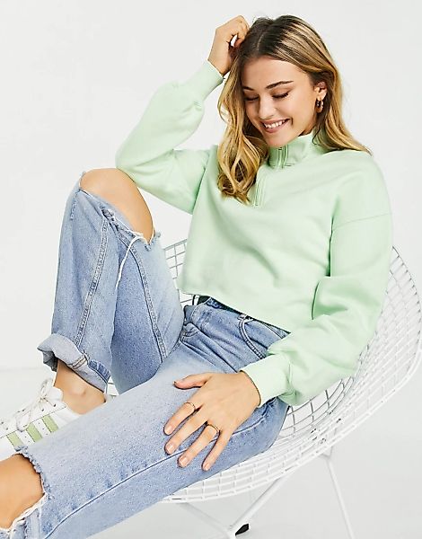Hollister – Kurzes Sweatshirt in Mintgrün mit Stehkragen günstig online kaufen