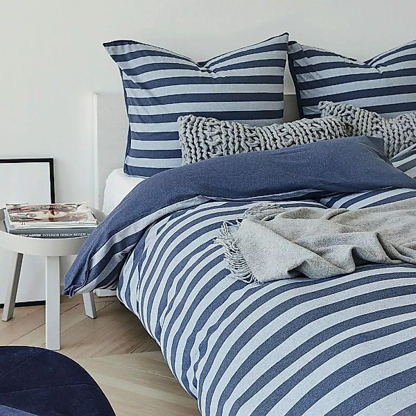 Traumschlaf Jersey Melange Wendebettwäsche Stripe blau günstig online kaufen