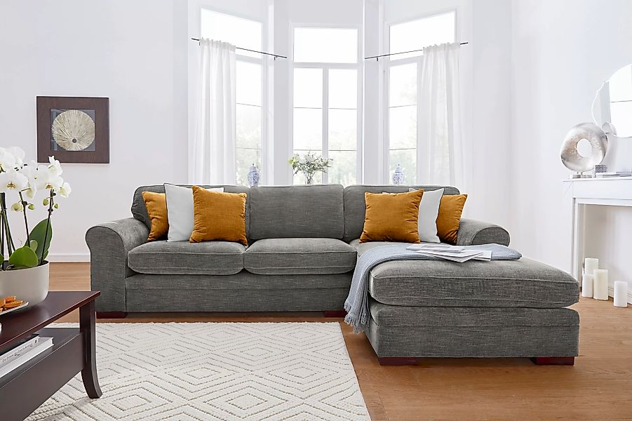Home affaire Ecksofa »Broughton L-Form«, weicher Sitzkomfort, incl. 4 Zierk günstig online kaufen
