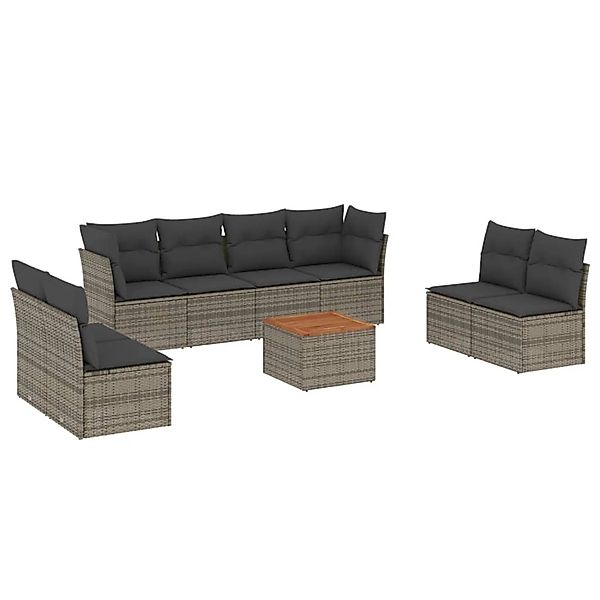 vidaXL 9-tlg Garten-Sofagarnitur mit Kissen Grau Poly Rattan Modell 27 günstig online kaufen