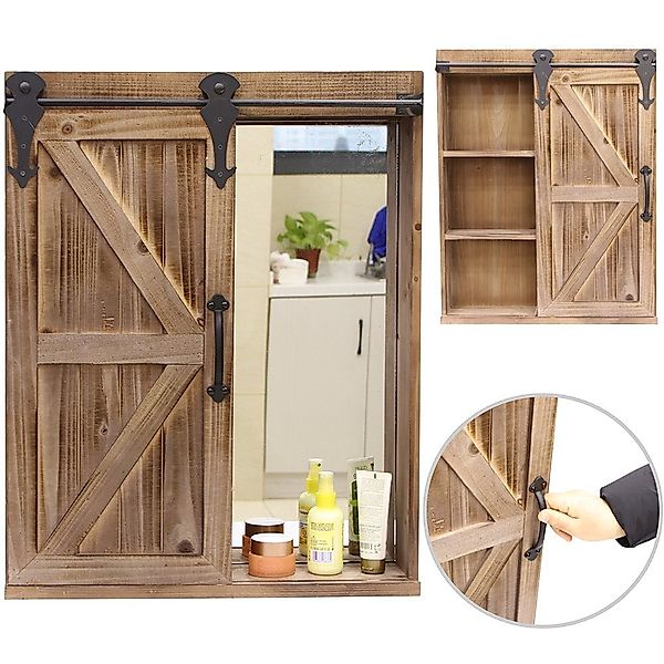 Melko Spiegelschrank Wandregal Spiegelschrank Wandschrank Holz günstig online kaufen