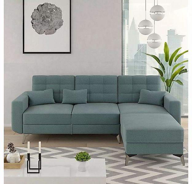 VitaliSpa® Ecksofa Schlafsofa Couch Eckcouch YORK Schlaffunktion blau, mit günstig online kaufen