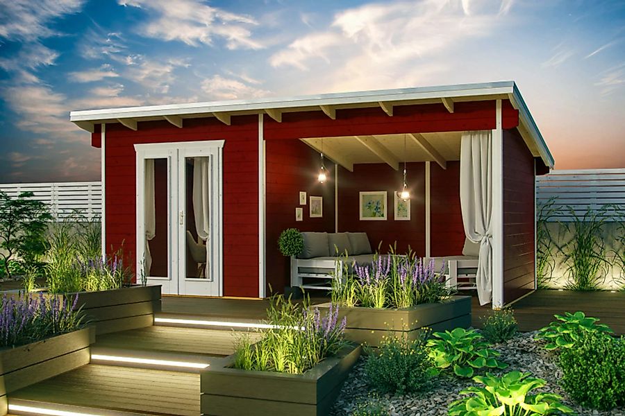 Skan Holz Holz-Gartenhaus Texel Schiefergrau 13,8 m² günstig online kaufen