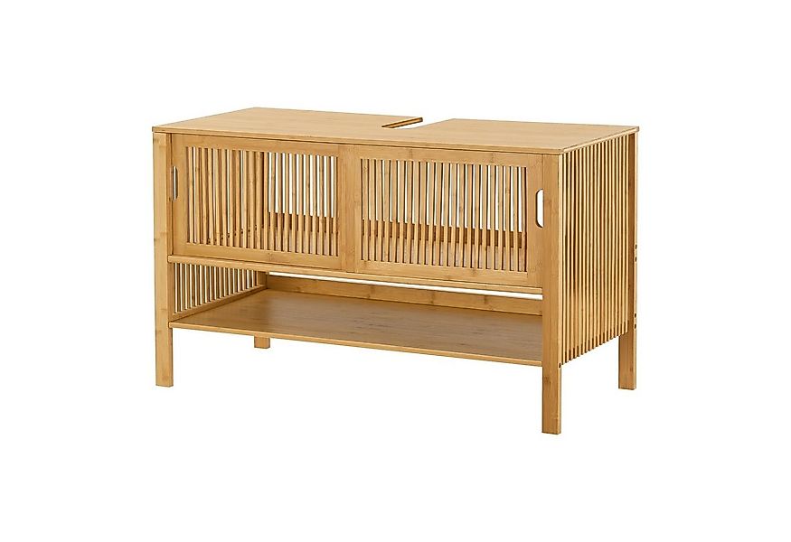 en.casa Waschbeckenunterschrank »Hvaler« Unterschrank 60x100x45cm Bambus günstig online kaufen