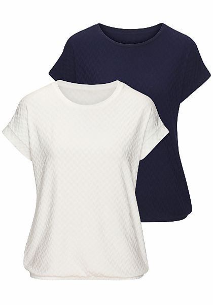 Vivance Kurzarmshirt "mit modischem Jacquard-Muster", (Packung), mit schöne günstig online kaufen