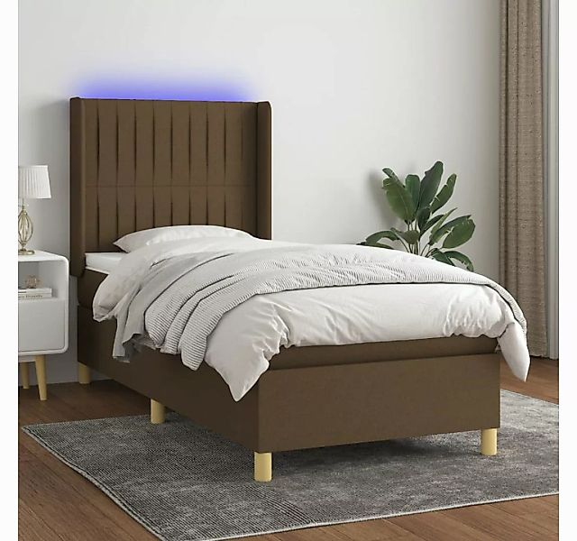 vidaXL Boxspringbett Boxspringbett mit Matratze LED Dunkelbraun 90x200 cm S günstig online kaufen