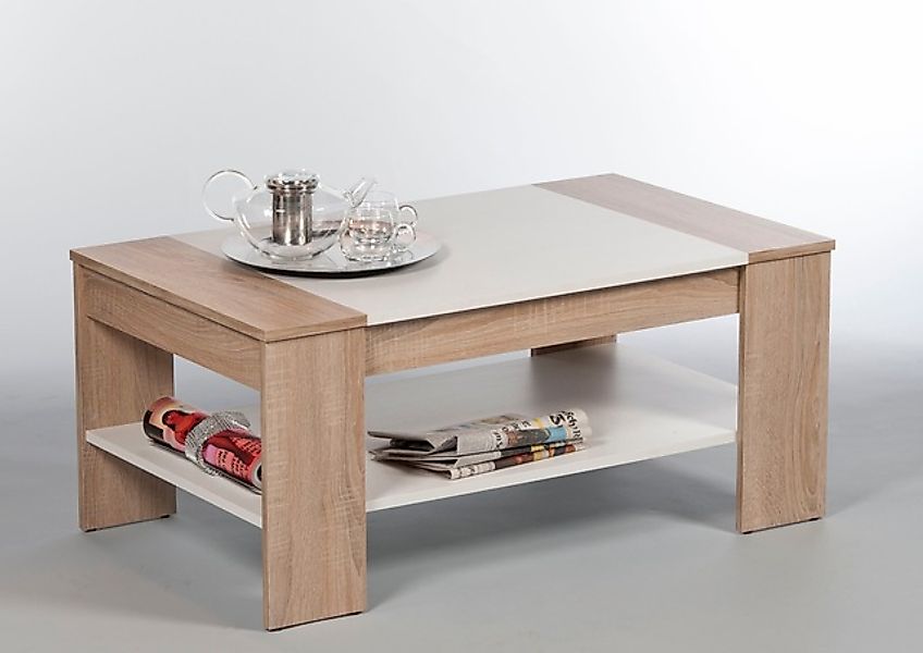 Stolkom Couchtisch »Finley mit Ablageboden, Eiche Sonoma Weiß, BxHxT 100x44 günstig online kaufen