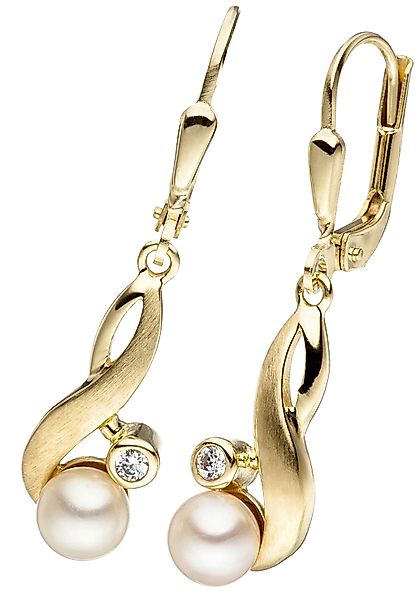 JOBO Perlenohrringe "Ohrringe mit Perlen und Zirkonia", 333 Gold günstig online kaufen