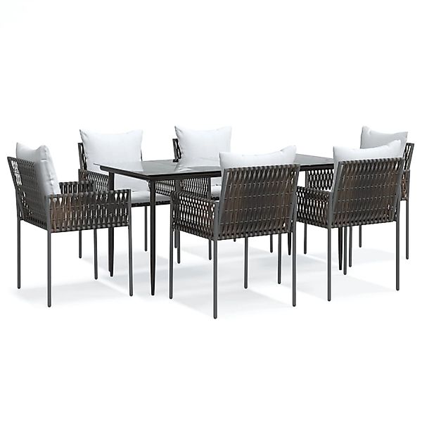 vidaXL 7-Tlg Garten-Essgruppe mit Kissen Poly Rattan und Stahl 3187058 günstig online kaufen