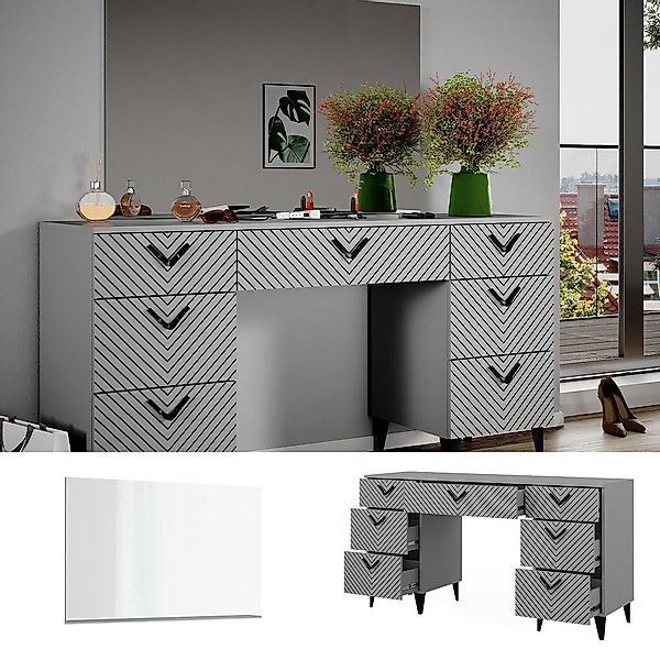 Vicco Schminktisch Anett, Grau, 150 cm günstig online kaufen