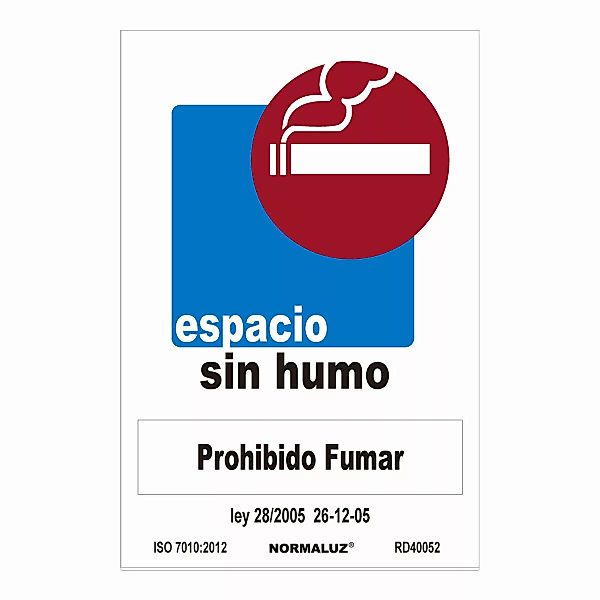 Schild Normaluz Espacio Sin Humo, Prohibido Fumar Pvc (30 X 40 Cm) günstig online kaufen