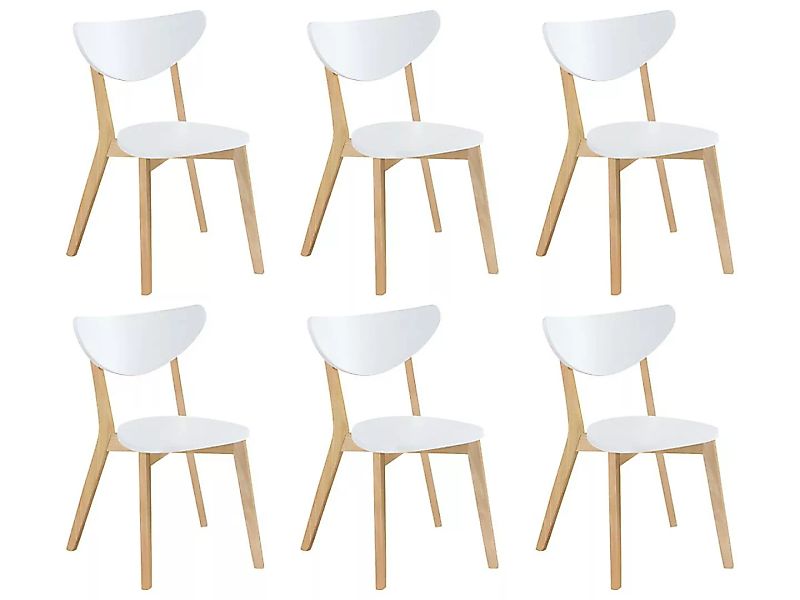 Stuhl 6er-Set - MDF & Kautschukholz - Weiß - CARINE günstig online kaufen