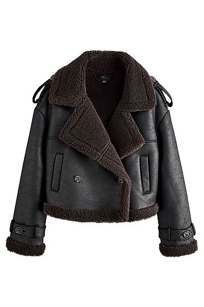 Next Kurzjacke Verkürzte Pilotenjacke mit Lammkunstfell (1-St) günstig online kaufen