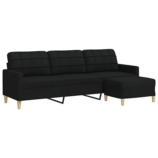 vidaXL Sofa 3-Sitzer-Sofa mit Hocker Schwarz günstig online kaufen