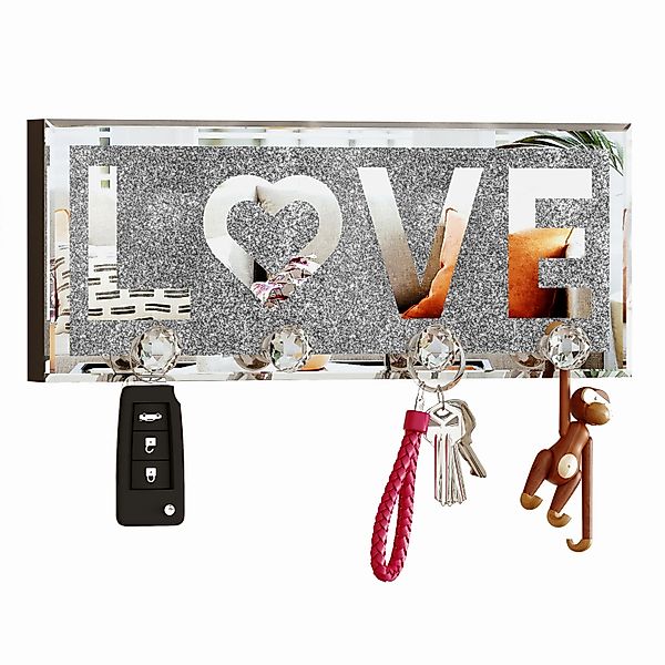 Yorbay Schlüsselbrett LOVE Schlüsselhalter mit Kristall-Haken, günstig online kaufen