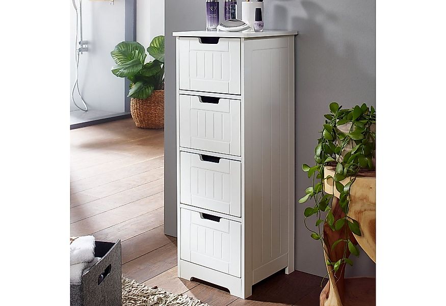 FINEBUY Midischrank FB45837 Badschrank Landhaus Badezimmerschrank Holz weiß günstig online kaufen