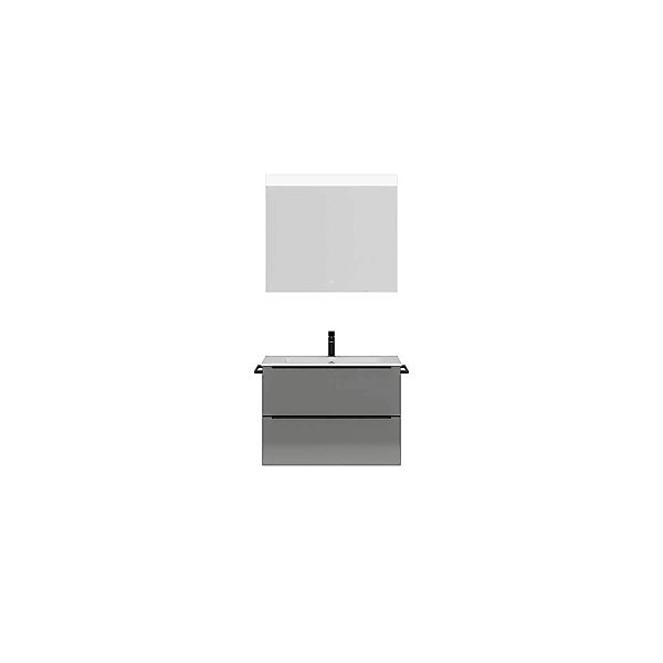 Badmöbel Waschplatz Set mit 81cm Waschtisch, Spiegel und LED Beleuchtung, G günstig online kaufen