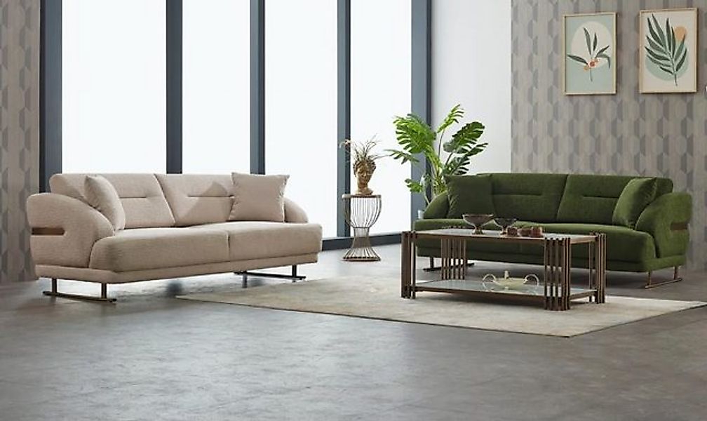 JVmoebel Sofa Stoffsofa Garnitur Dreisitzer Sofa Polstersofa Couch Beige Gr günstig online kaufen