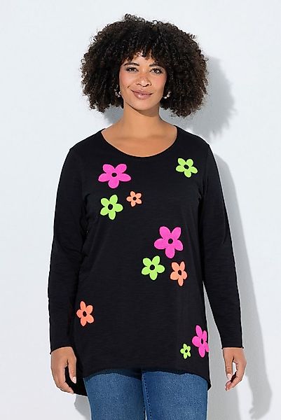 Angel of Style Longshirt Langarmshirt A-Linie Neon-Frotteeblumen günstig online kaufen