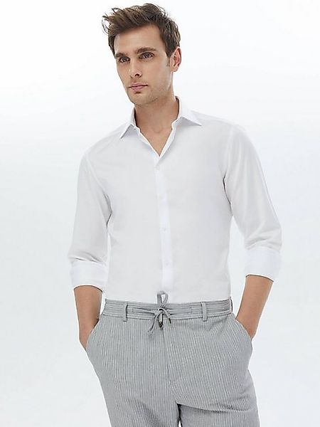 KİP Langarmhemd Weiße Slim Fit Gewebte Klassische %100 Baumwolle Hemd günstig online kaufen