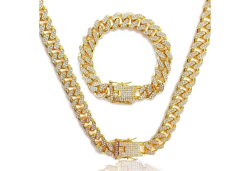 LuxusKollektion Ketten und Armband Set Kubanische Gliederkette 12mm Silber günstig online kaufen