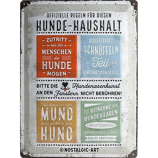 Nostalgic-Art Blechschild 30 x 40 cm - PfotenSchild - Hunde-Haushalt Regeln günstig online kaufen