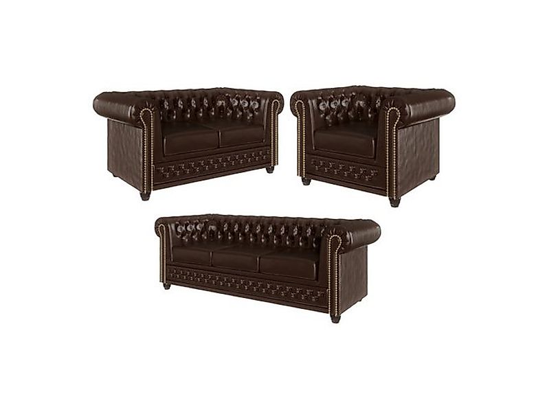 S-Style Möbel Polstergarnitur Chesterfield Jeff 3+2+1 mit Schlaffunktion au günstig online kaufen