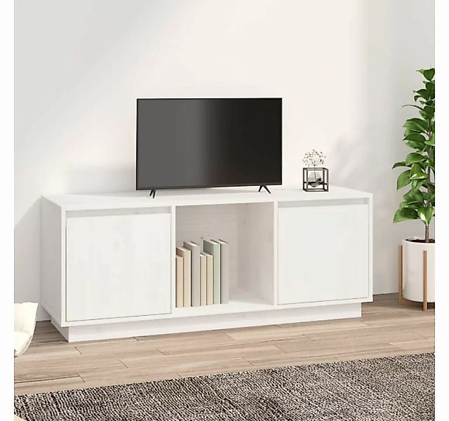 furnicato TV-Schrank Weiß 110,5x35x44 cm Massivholz Kiefer günstig online kaufen