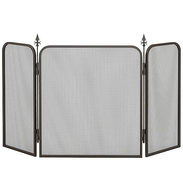 HOMCOM Kaminschutzgitter  Metall Schwarz 96L x 1,3B x 56H cm günstig online kaufen