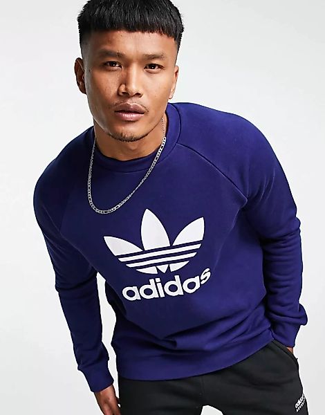 adidas Originals – adicolor – Sweatshirt in Marineblau mit großem Dreiblatt günstig online kaufen