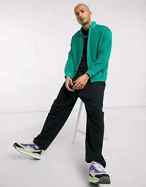 ASOS DESIGN – Oversize-Fleecehemd im Stil der 90er in Hellgrün günstig online kaufen