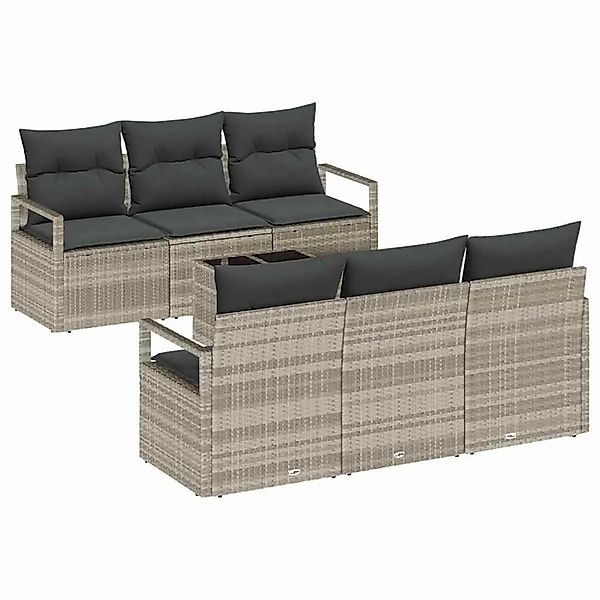 vidaXL Sofa Set 7-Tlg Hellgrau Poly-Rattan 3346272 günstig online kaufen