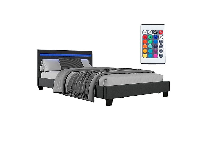 Juskys Polsterbett Paris, 120x200 cm, Webstoff, hohes Kopfteil, robustes Be günstig online kaufen