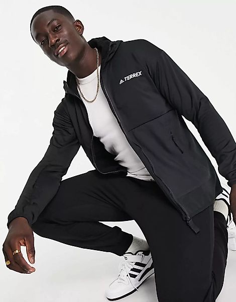 adidas – Terrex – Kapuzenjacke in Schwarz mit Fleece-Futter günstig online kaufen