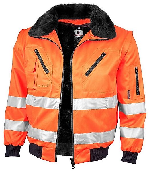 Qualitex Workwear Pilotenjacke signalfarbe 4-in-1 Arbeitsjacke aus Mischgew günstig online kaufen