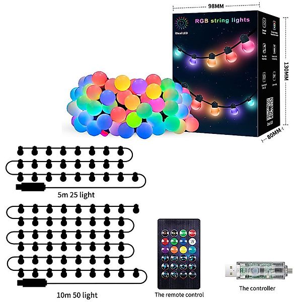 PRIISF Gartenleuchte Kugel LED Lichterkette Globe günstig online kaufen