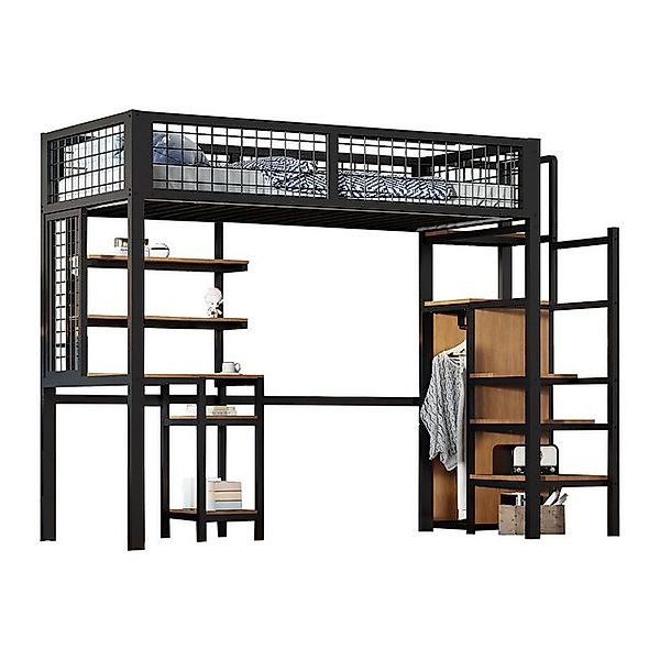 HAUSS SPOLE Metallbett 90x200 mit Sicherheitsleiter, Kleiderschrank und Com günstig online kaufen