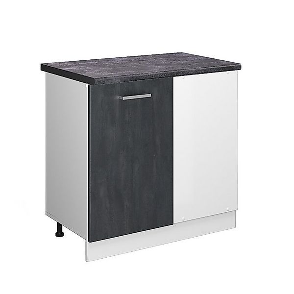 Vicco Eckunterschrank R-Line, Schwarz Beton/Weiß, 86 günstig online kaufen