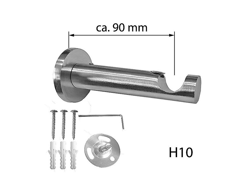 BASIT Gardinenstange Rohr Edelstahl 16 mm mit Wandträgern 120 cm E16, Ø 16 günstig online kaufen