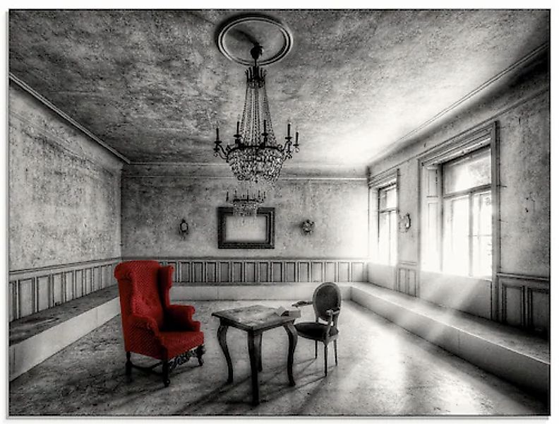 Artland Glasbild »Lost Place - Roter Sessel« Architektonische Elemente 1 St günstig online kaufen